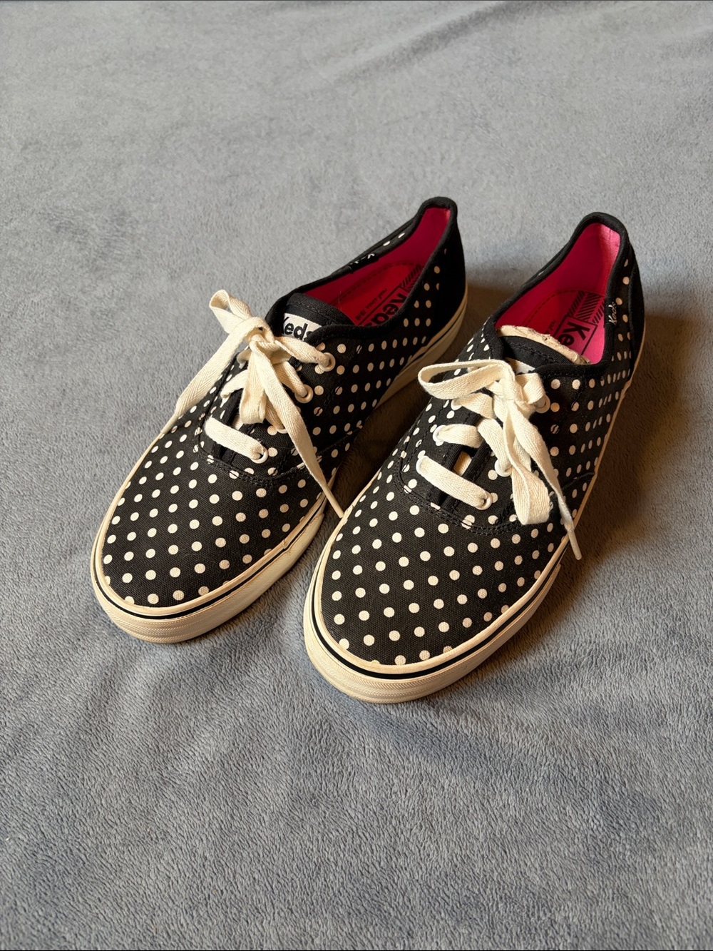 Keds Black & White Polka Dot Canvas Sneakers Women’s Size 8